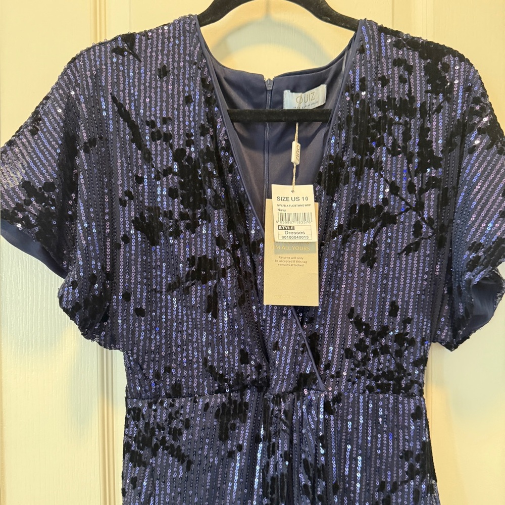 Chic Sequin Midi/Long Dress in Navy - Picture 3 of 4